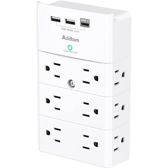 Multi Plug Outlet - Addtam Surge Protector Wall Mount with 12 Outlet Extender - Picture 8 of 8